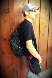 Jody's "Luggage" (O2 tank and a continuous IV pump).